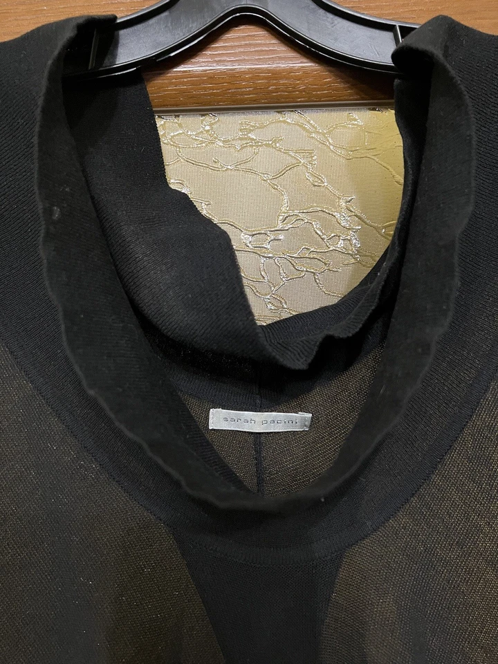 SARAH PACINI RARE JAPANESE ASYMMETRICAL TUNIC MINI OPEN BACK BLACK DRESS SZ 2 - Image 3 of 4