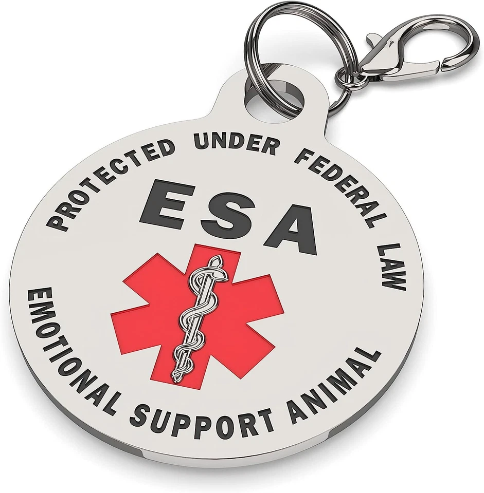 Etiqueta de identificación grande de acero inoxidable para perro gato mascota animal de apoyo emocional de la ESA tamaño 1,25 Foto 2 de 4