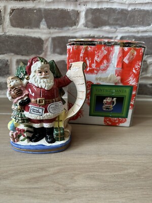 Fitz & Floyd 1993 Vintage Omnibus Christmas Santa Clause Candle Holder- In Box