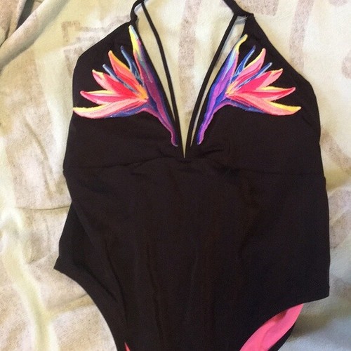 Victoria Secret ROSA Bordado Push Plunge Traje de Baño Monokini S - Imagen 5 de 6