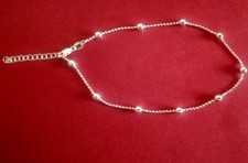 Beads on Bead Chain - Anklet Adjustable - Sterling Silver - Made In Italy TF