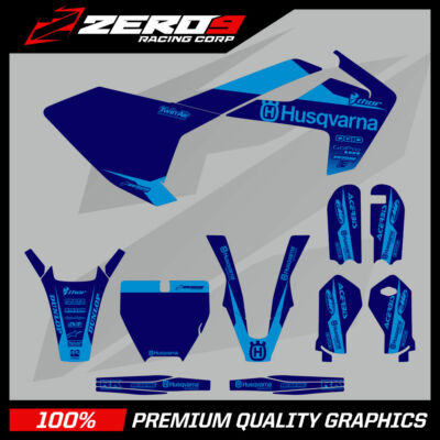 Husqvarna Motocross Grafik Kit: Husky MX Graphics TC50 TC65 BLOCK BLU/BLU