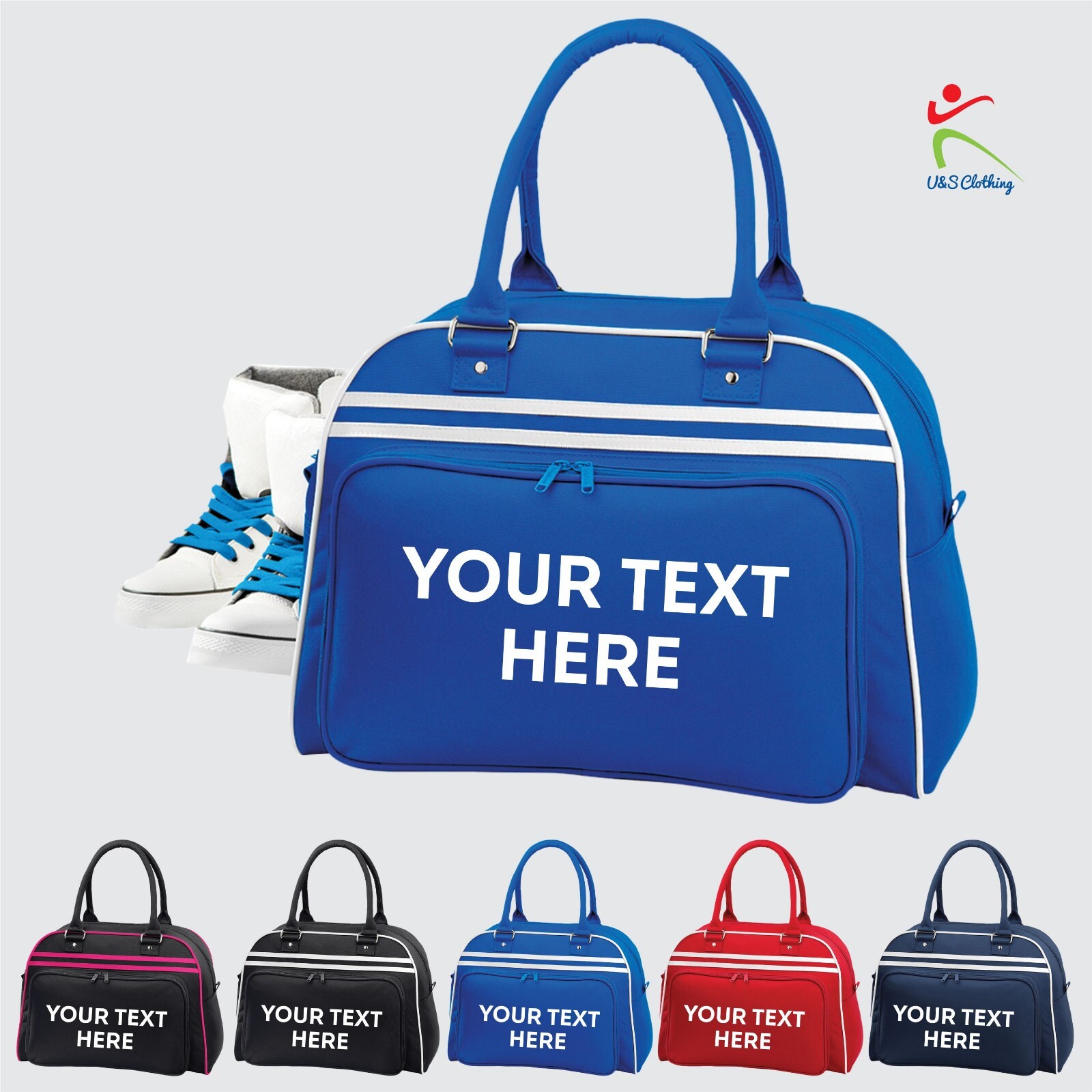 Bolsa de boliche retro impresa con texto personalizado viaje durante la noche fin de semana equipaje gimnasio trabajo