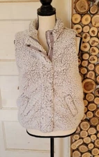 Thread + Supply Silver Fluffy Fuzzy Hand Sewn Teddy Vest NEW Size Sm