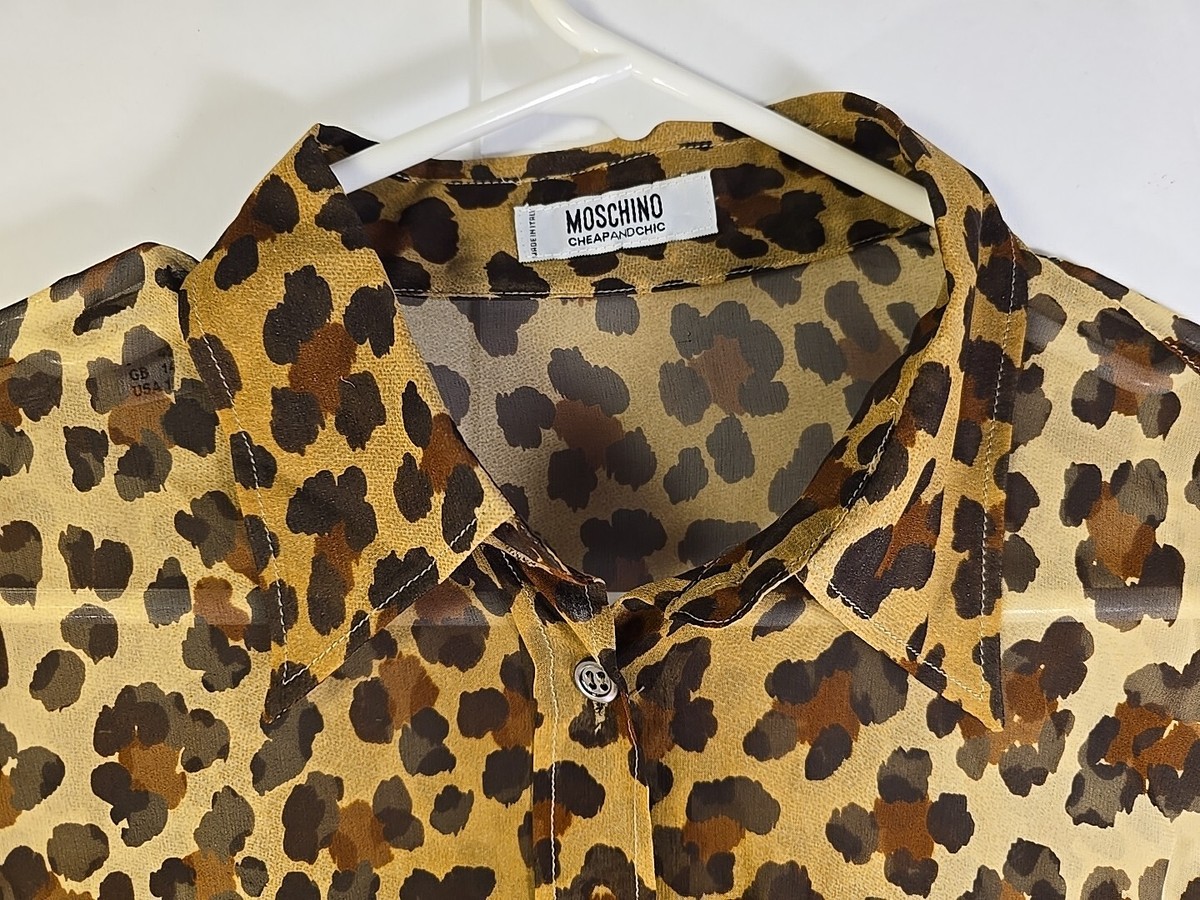 Moschino Cheap and Chic Leopard Print Silk Long Sleeve