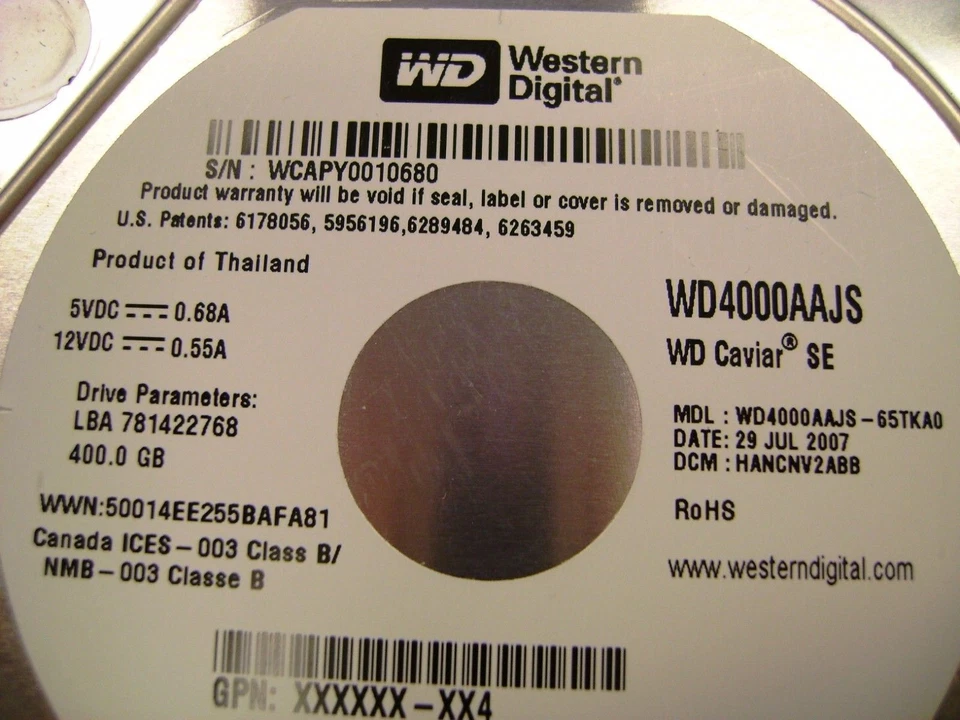 WD4000AAJS-65TKA0, DCM: HANCNV2ABB, Western Digital 400GB SATA 3.5 Hard Drive - Image 3 of 4