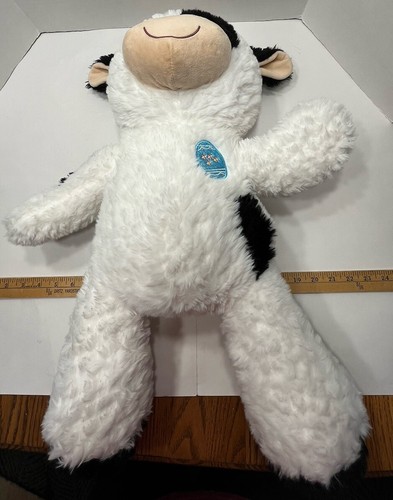 HugFun weiße & schwarze Plüschkuh mit blauem Osterei auf Brust 25 Zoll Stofftier Spielzeug - Bild 11 von 13