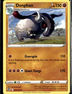 2022 Sword & Shield Silver Tempest Donphan 92/195