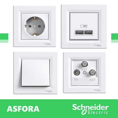 SCHNEIDER ASFORA Steckdose Steckdosen Schalter Wechselschalter Taster Cat 6 Sat