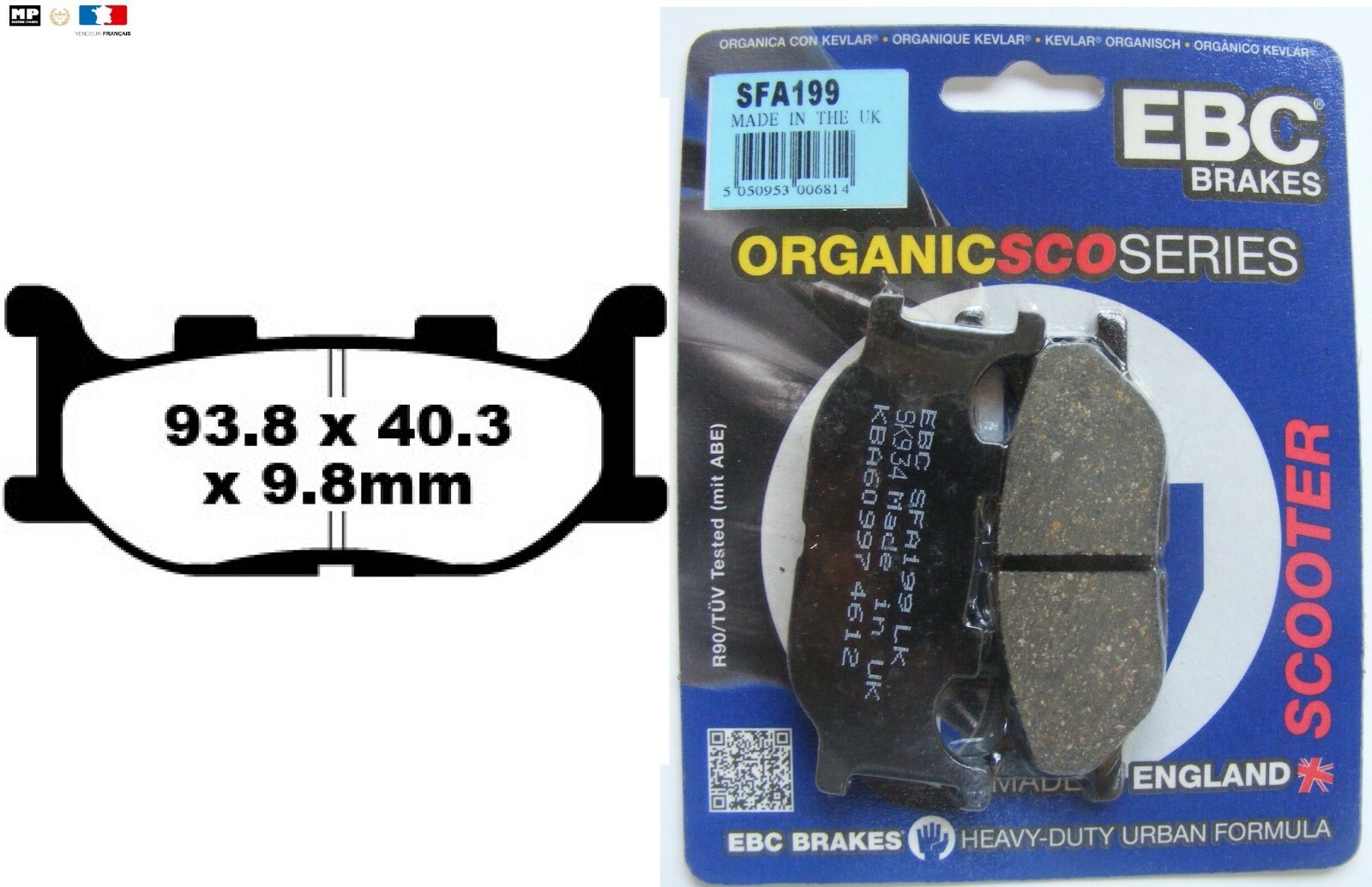 Plaquettes frein arrière SFA408 contre les sifflements du scooter Yamaha CP 250 Morphous 06-08