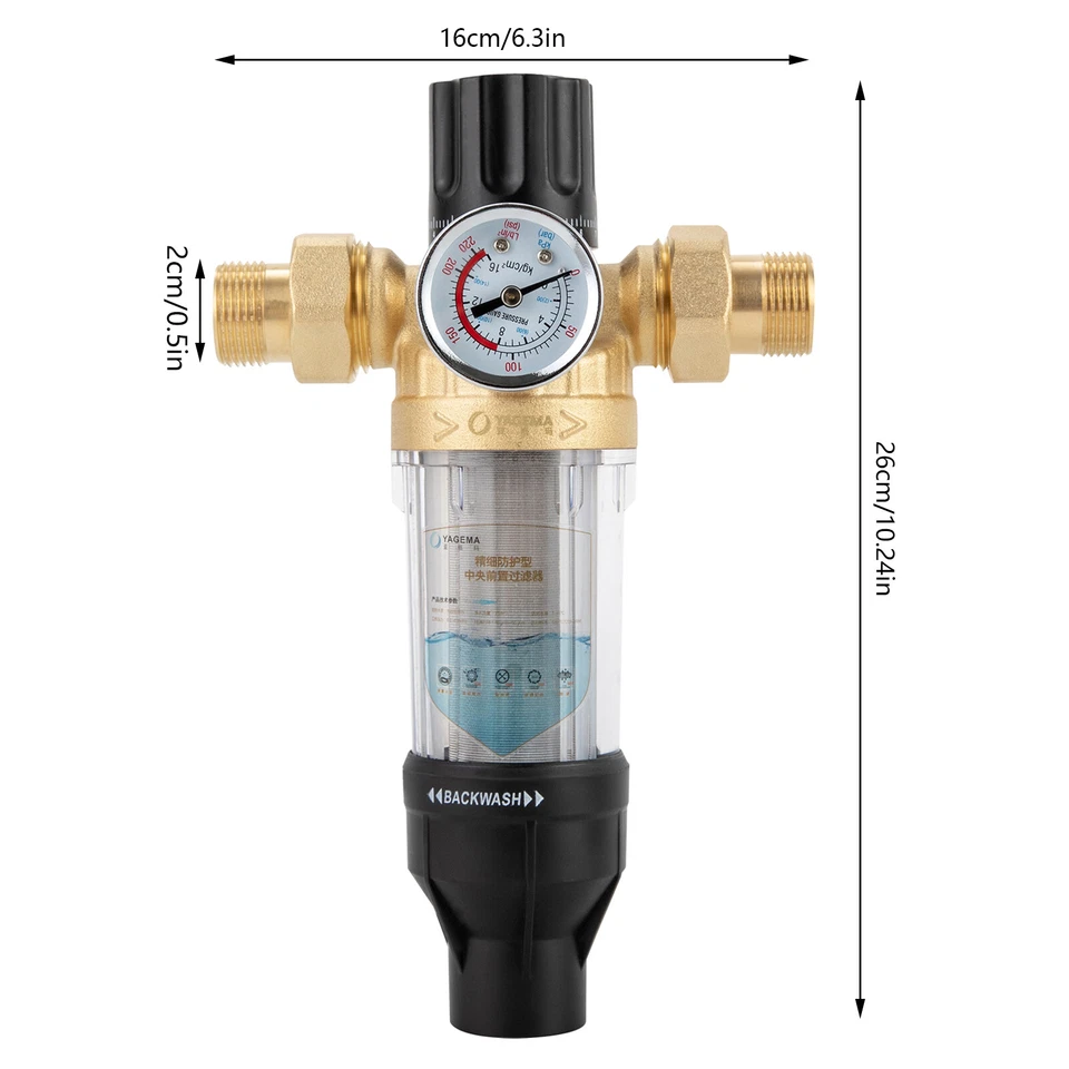 Vorfilter Rückspülfilter Häuser Schulen Wasserfilter mit Dichtband 1/2+3/4 Zoll - Bild 2 von 4