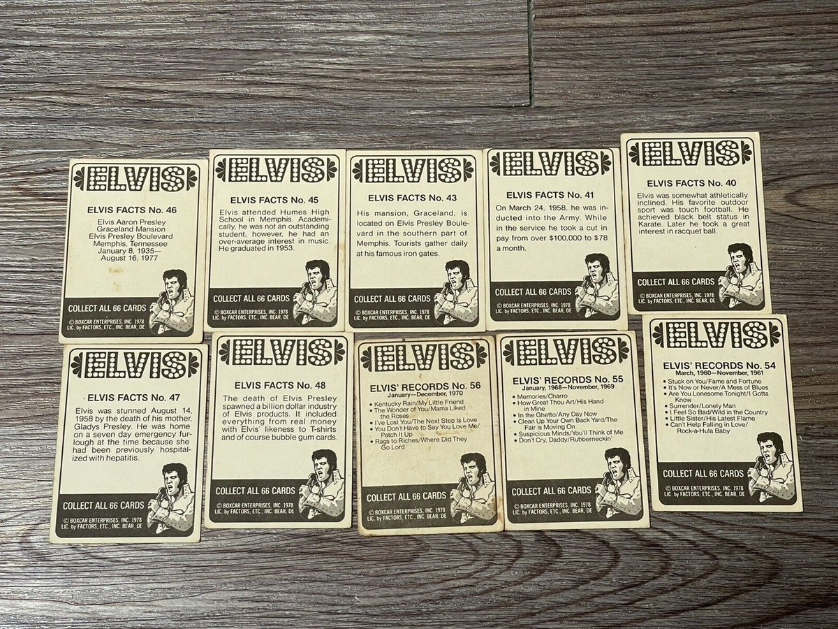 1978 ELVIS PRESLEY Trading Cards BOXCAR ENTERPRISES FACTORS LOT OF