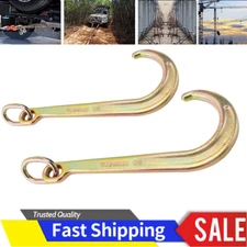 (2)15" Inch J Hook with Chain Link Tow Axle Strap Wrecker Clevis WLL G70 5400LBS