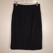 Vintage Talbots 12 Black Wool Skirt Pleated Front Pockets 30.5" x 25" USA Made