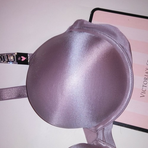 Victoria Secret Bra 38DD Very Sexy Push Up Shine Strap Purple Bling Underwire - Picture 4 of 5