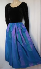 Laura Ashley Kleid 36 schwarz Samt blau Hochzeit Abendkleid vintage 80er