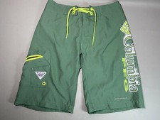Columbia PFG Men's 30 Green Swim Trunks Omni Shield Fishing Beach EUC  