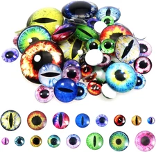 TOAOB 160Pcs Glass Dragon Eyes Assorted Colors Cabochon Eyes 6Mm to 30Mm Half ro