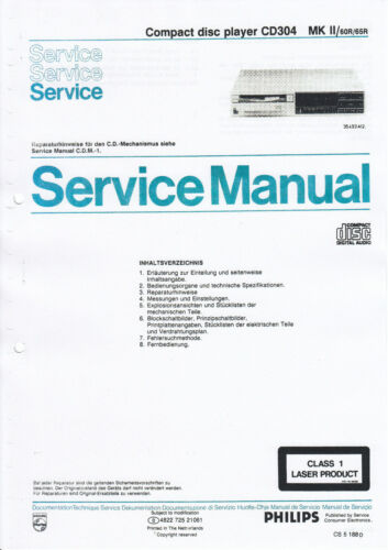Service Manual-Anleitung für Philips CD 304 MKII   - Bild 1 von 1