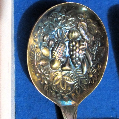 6 Sheffield EL Crown English Shell Spoons Fruit Design Gold Wash Bowl EPNS Boxed - Picture 7 of 22