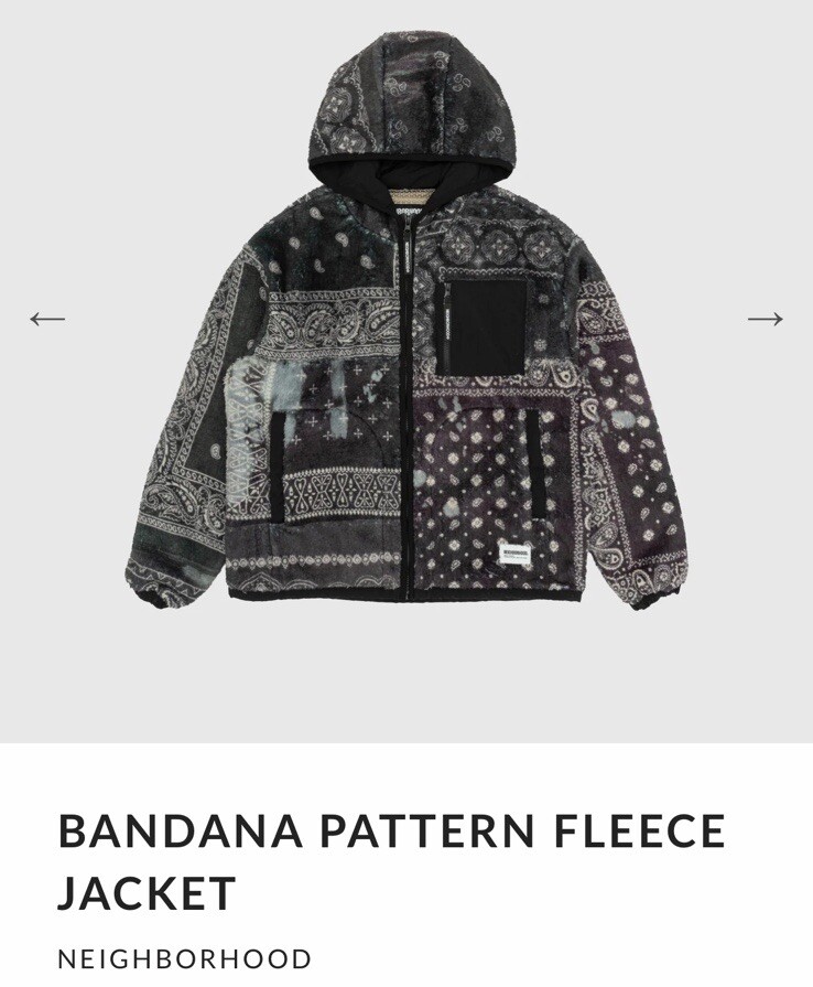 Neighborhood Japan Bandana Pattern Fleece Black Jacket XL Neighborhood Japan Bandana Pattern Fleece Black Jacket XL