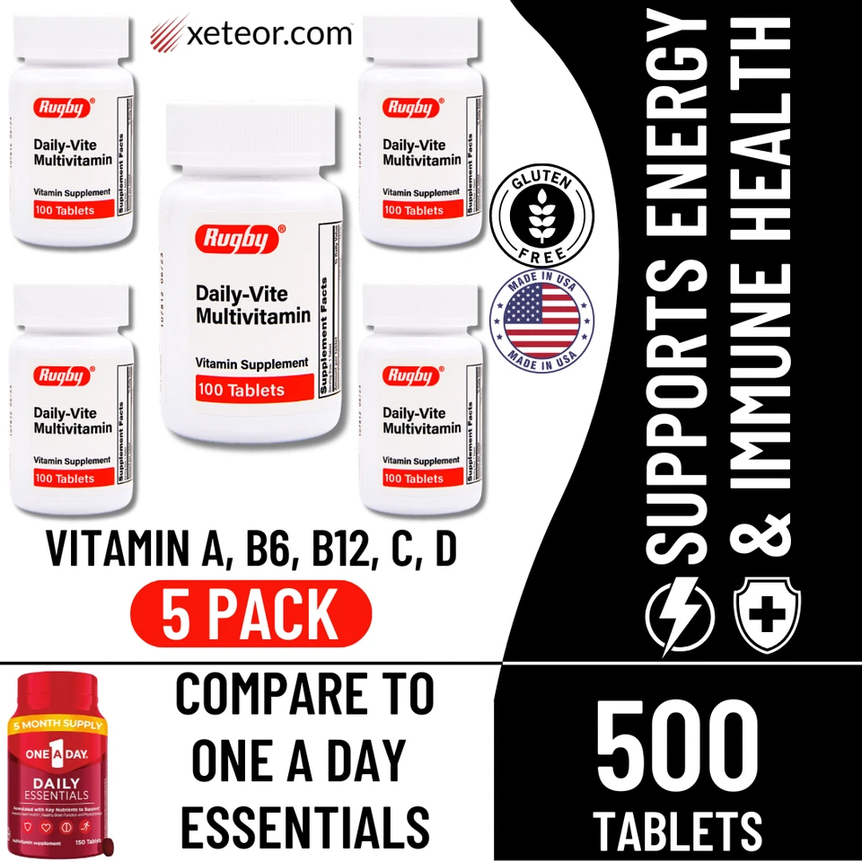 Multivitamínico Rugby Daily-Vite - 100 Comprimidos | Sin Gluten (10-2026) - Paquete de 5 Foto 4 de 4