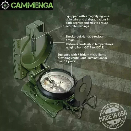 Cammenga Model 3H Tritium Lensatic Compass Olive Drab US Military Issue Pouch - Picture 5 of 5