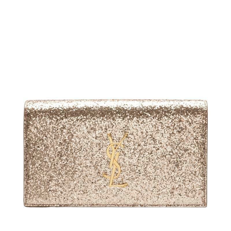 Pochette donna Saint Laurent oro paillettes monogramma placcato oro 400409 GM60J 7100