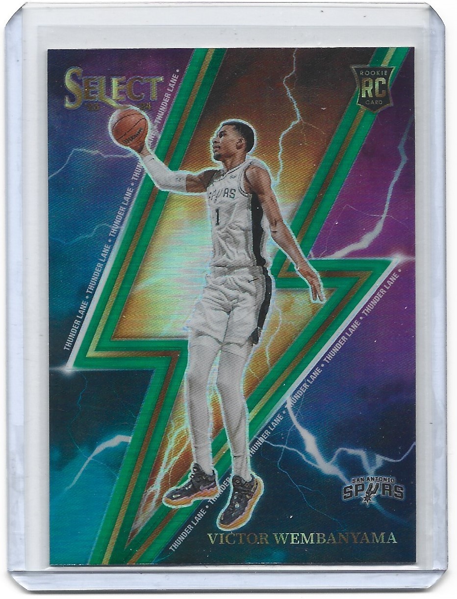 2023-24 Panini Select - Thunder Lane Victor Wembanyama #5 Green Prizm (RC)