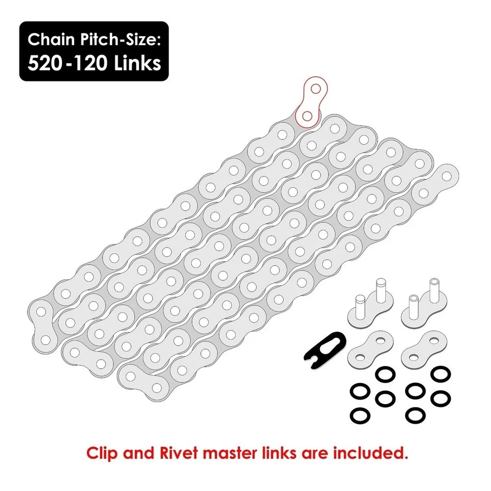 Kit de cadena de transmisión y piñones de junta tórica negra para Kawasaki ER-6F ER-6N EX650 2006-16 Foto 4 de 4