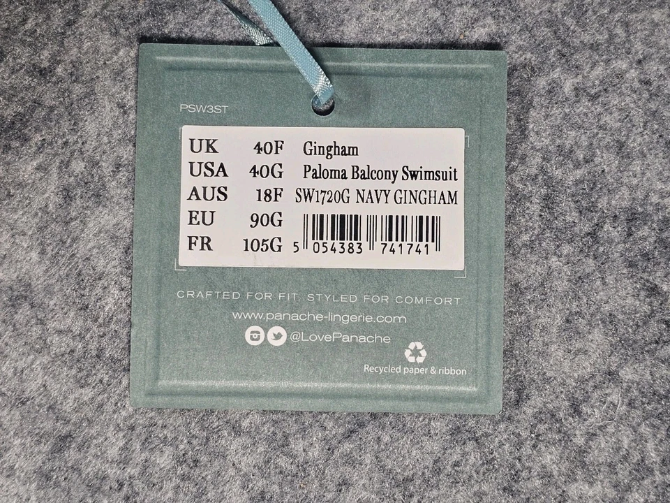 Traje de baño Panache Paloma balcón talla US 40G UK 40F azul marino a cuadros guinga Foto 4 de 4