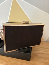 Ladies Giorgio Armani Box Clutch Bag Black Gold Evening Parfums Handbag Designer