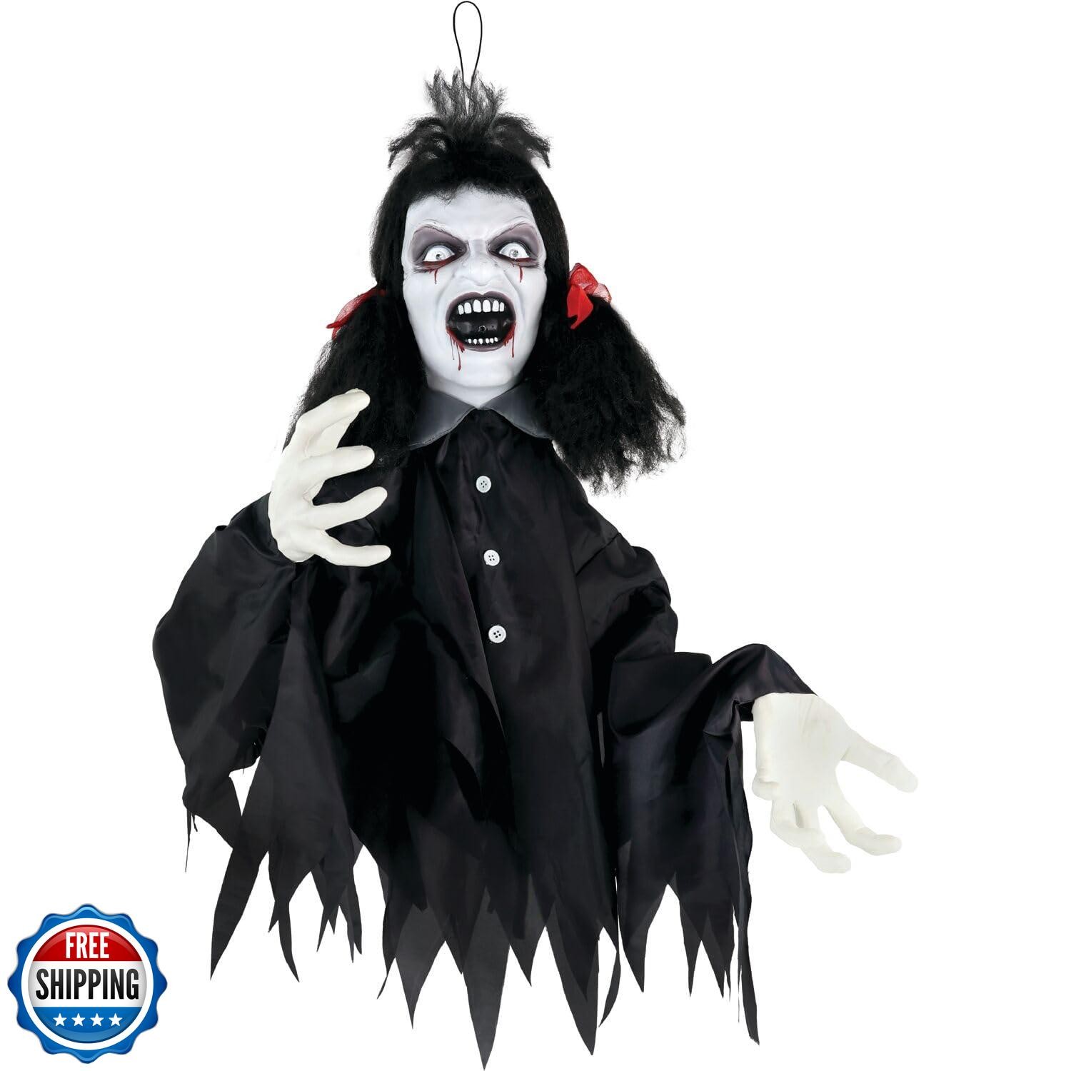 Haunted Hill Farm 20-in Animatronic Hanging Demon Girl Groundbrea