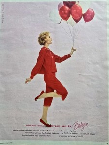 1959 Women's Barbizon red Donnie Beau Pajamas Balloons Vintage Fashion Ad 