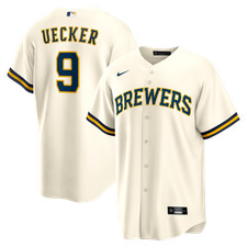 Milwaukee Brewers Bob Uecker 9 Nike Cream Retired Official MLB Player Jersey