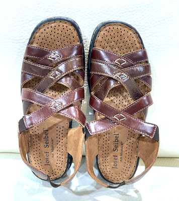 Josef Seibel Sandals Wms EU 36 US 6 Leather Adrianna Brandy Comfort Walking NEW