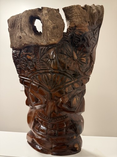 Handmade Hand-Carved Wooden Hawaiian Tiki Sculpture Kauai 2018 Unique Art