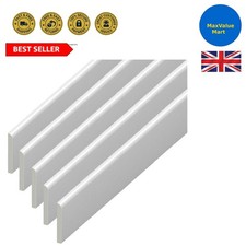 5 Pack of 45mm White Gloss Finish UPVC Trims - Skirting Board & Window Use