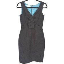 Kay Unger Womens Black Floral Jacquard Sleeveless V-Neck Cocktail Dress Size 2