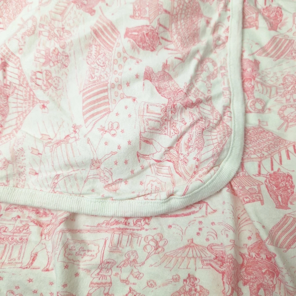 Amy Coe Limited Edition Pink Circus Toile Baby Blanket 30x40 100% Cotton Crib - Image 2 of 4