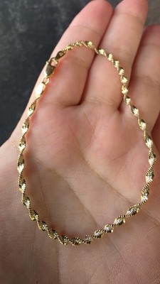 Italian Vermeil And 925 Sterling Silver Twisted Chain Bracelet