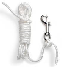 Tetherball Rope with Swivel Snap Hook 9 ft White Braided Nylon Cord, 1/4 In...