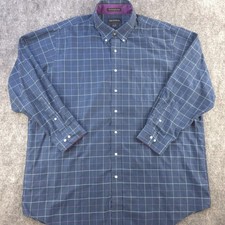 Paul Fredrick Dress Shirt 18.5 35 Classic Fit Non Iron Blue Multicolor Check