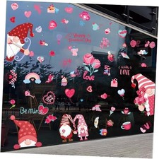 Valentines Day Window Clings for Glass, 9 Sheets Valentines Cute Gnomes
