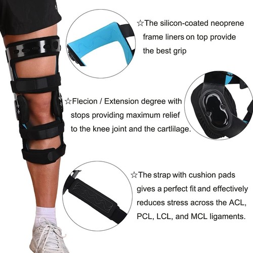Knee Brace for Ligament Sports Injuries,Adjustable Hinged ROM Knee Brace - Picture 3 of 6