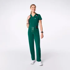 Figs High Waisted Livingston Basic Scrub Pants in Hunter Green, Size Medium