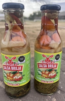 2 SALSA BRUJA EL ALCE 370 Grams Each Bottle. Chiles Frescos Y Secos MEXICO New