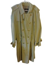 Vintage Burberrys Trench Coat Mens L Tan Nova Check Double Breasted Belted