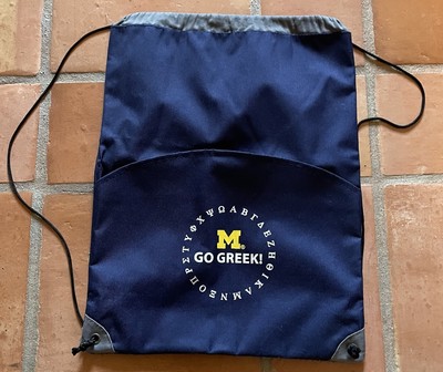 NWOT Michigan Wolverines Sturdy Drawstring Bag Backpack Book Sack, Go Greek!