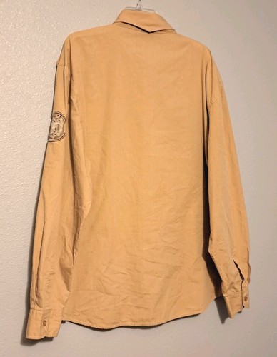 Mecca Mens Shirt 2XL Khaki Button Up Sleeve Patch Y2K Hip Hop Grunge - Picture 7 of 10